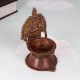 Vintage Brown Brass Gaja Lakshmi Oil Lamp for Prayer Room