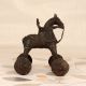 Indian Vintage Brown Brass Horse with Wheel for Decoration