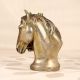 Vintage Brown Metal Two Horse Head Statue Paper Weight