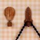 Wooden Adhesive Hot Air Balloon And Rocket Shape Wall Hooks-Pack of 2