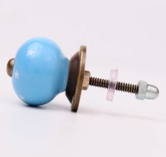 Turquoise White Tiny Star Pattern Cabinet Knobs