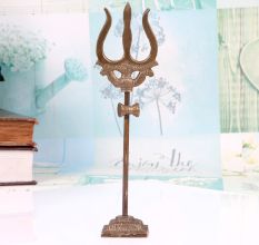 Traditional Vintage Brass Lord Shiva Trishul for Prayer Room