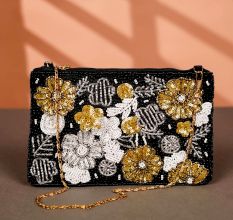Deep Black Floral Pattern Cotton Beads for Wedding