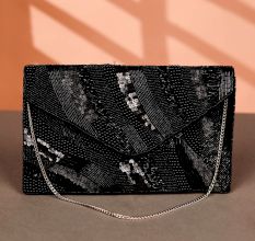 Elegant Black Premium Cotton Beads Hand Bag