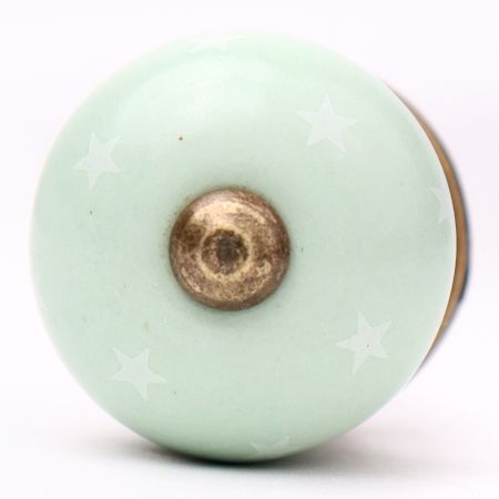 Sage Green White Tiny Star Pattern Cabinet Knobs