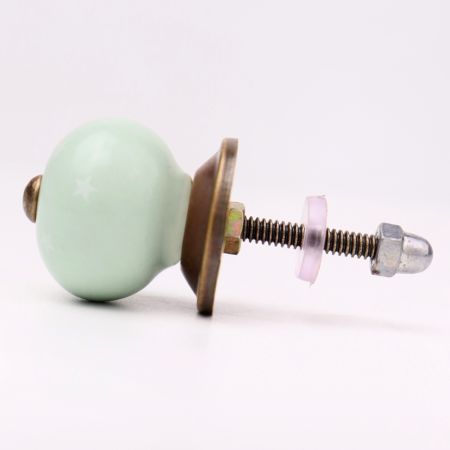 Sage Green White Tiny Star Pattern Cabinet Knobs