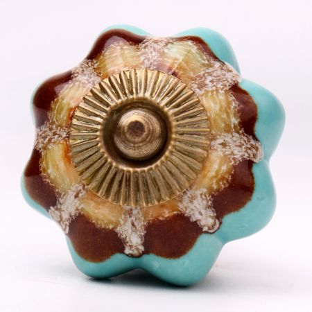 Sea Green And Brown Ceramic Cabinet Knobs