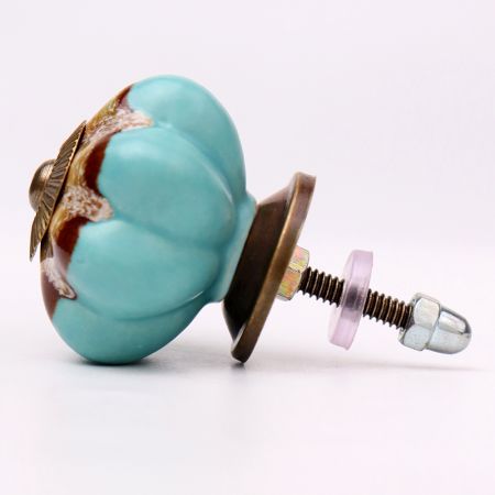 Sea Green And Brown Ceramic Cabinet Knobs
