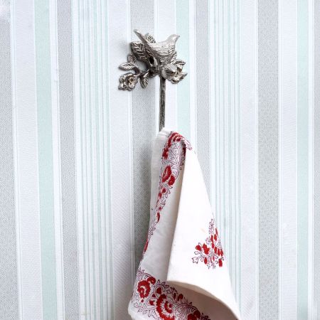 Brass Bird Sitting On Branch Hook