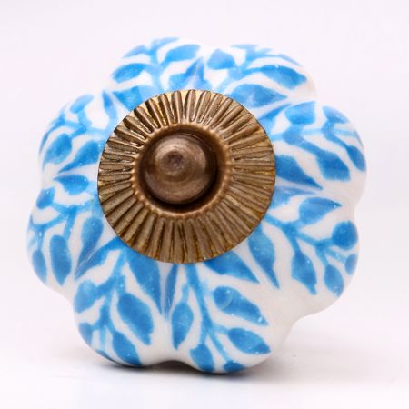 Old Turquoise Leaf Dresser Knob