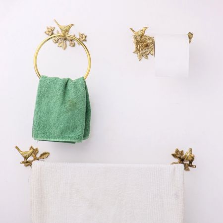Set of 3 Bronze Brass Bird Design Bathroom Hardware Accessories