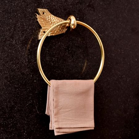 Modern Handmade Brass Towel Ring in Golden Finish