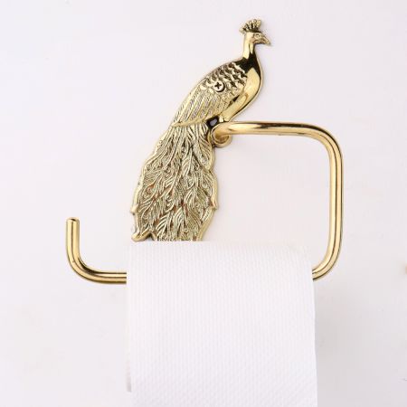 Handmade Brass Peacock Design Toilet Paper Holder for Bathroom