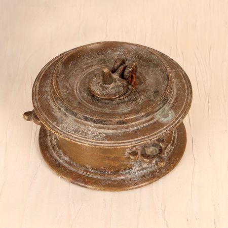 Rajasthani Art Handcrafted Brass Inkpot in Vintage Finish
