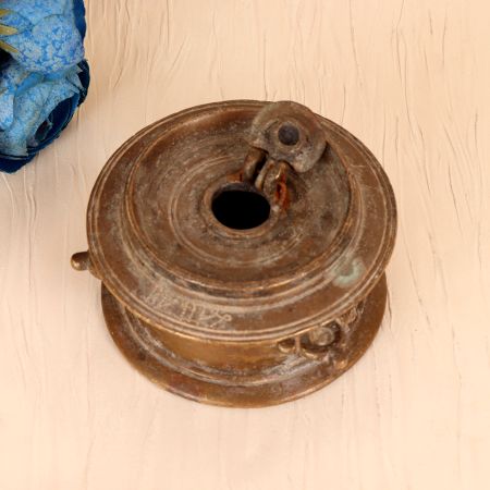 Rajasthani Art Handcrafted Brass Inkpot in Vintage Finish