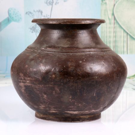 Traditional Gujarati Art Brass Holy Water Pot for Hindu Rituals