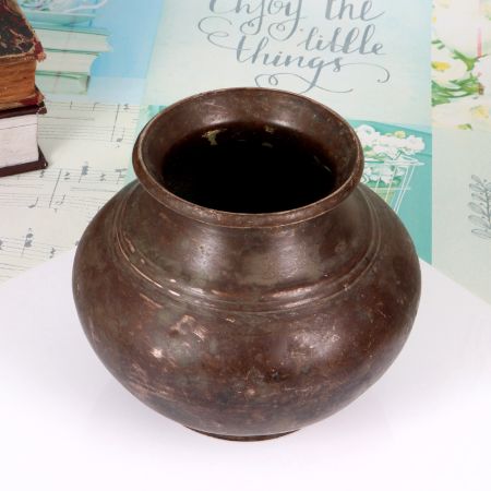 Traditional Gujarati Art Brass Holy Water Pot for Hindu Rituals