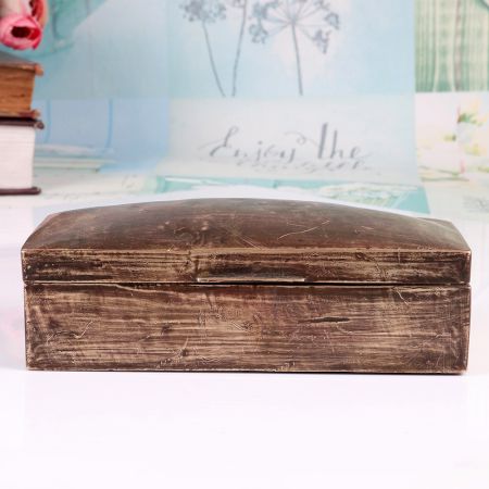 Vintage Plain Brass Jewelry Box in Brown Finish for Home Decor