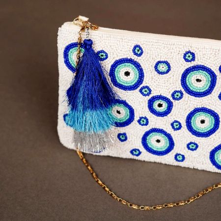 Evil-Eye Cotton and Beads Premium Hang Bag for Women