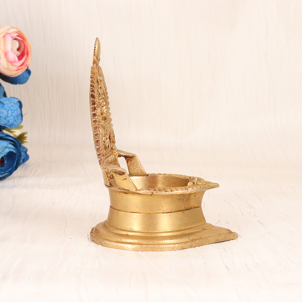 Vintage Handmade Gaja Lakshmi Oil Lamp for Indoor Decoration
