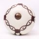 Cream Etched Chain Design Ceramic Cabinet Knob