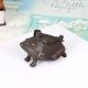 Vintage Fine Art Brass Frog Box in Dark Finish for Home Decor