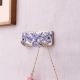 White Blue Floral Pattern Mounted Wall Hook Adhesive+(Screw)