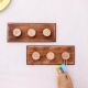 Brown White Modern Floral Wooden Wall Hooks-Pack of 2
