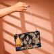 Black and Golden Cotton and Beads Hand Bag for Women