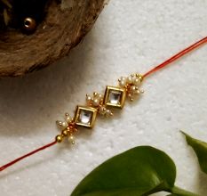 Traditional Rakhi with Wooden, Metal, Kundan Beads, Acrylic