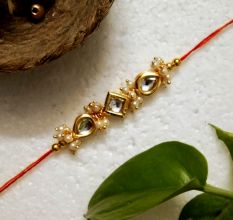 Wooden, Kundan Beads, Acrylic, Metal Beads Rakhi for Festive Gifting