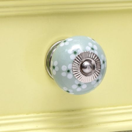 Sage Green Tiny Flower Ceramic Drawer Knob Online
