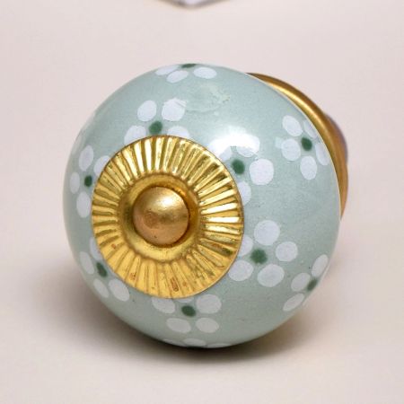 Sage Green Tiny Flower Ceramic Drawer Knob Online