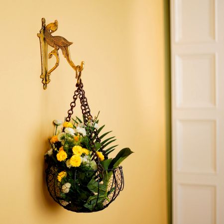 Brass Golden Peacock Design Wall Bracket