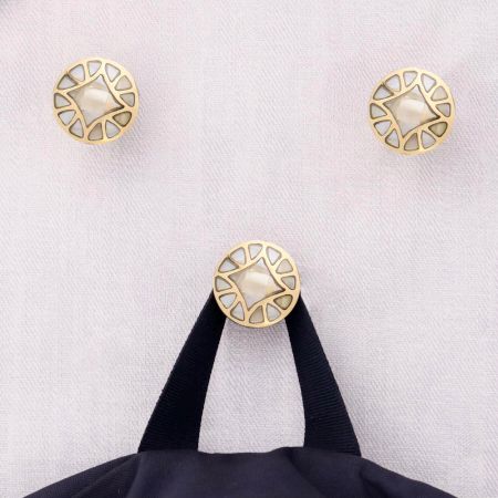 Gold Embroidered Metal Wall Hooks-3 Pieces