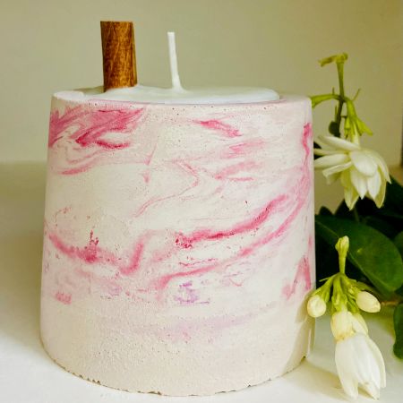 Cemented Candle Holder with Candle