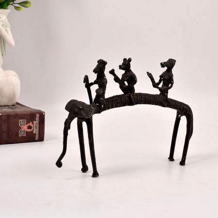 Handmade Finest Brass Tribal Art Elephant Statue with Rider