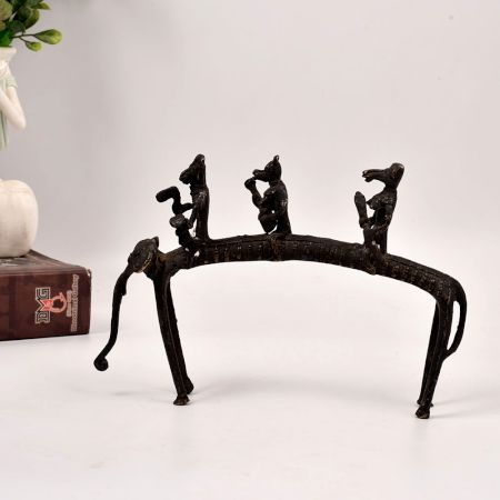 Handmade Finest Brass Tribal Art Elephant Statue with Rider