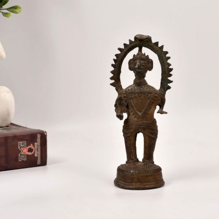 Handcrafted Vintage Brass Tribal God Statue for Home Decor