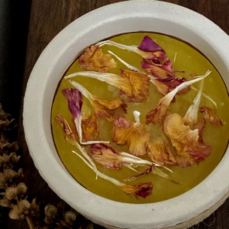 Handmade Off White Cemented Candle Holder