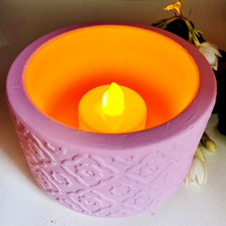 Adorable Pink Cemented Candle Holder/Tea Light Holder