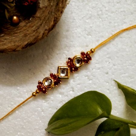 Wooden, Kundan Beads, Metal, Acrylic Beads Rakhi for Festive Gifting