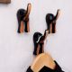 Black Brown Ceramic Dog Tail Shaped Wall Hooks-Pack of 3