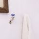 Blue Floral Ceramic Metal Wall Hooks With Silver Finish-Pack of 6