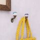 Multicolor Ceramic Metal Wall Hooks With Antique Finish-Pack of 6