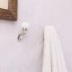 Solid White Ceramic Metal Wall Hooks With Silver Finish-Pack of 6