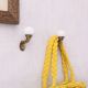 Solid White Ceramic Metal Wall Hooks With Antique Finish-Pack of 6