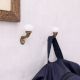 Solid White Ceramic Metal Wall Hooks With Antique Finish-Pack of 6