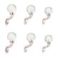 Round Diamond Cut Glass Metal Wall Hooks With Silver Finish-Pack of 6