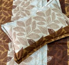 Earthy Leaf Print 100% Cotton Casement King Size Bedsheet Set with 2 Pillow Covers | 100 x 108 Inches